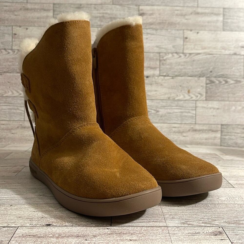 UGG Koolaburra Tan Lace Up Back Low / Mid Calf Fur Lined Boots Size 7 NWOT